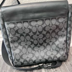 Coach Signature Messenger Bag - Charcoal/Black.  USED TWICE - LIKE NEW